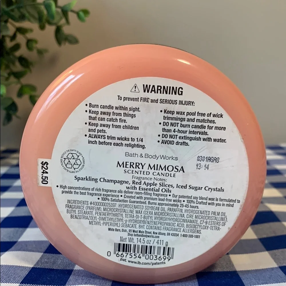 Bath and Body Works Merry Mimosa Pink Scented Candle - Picture 2 of 3